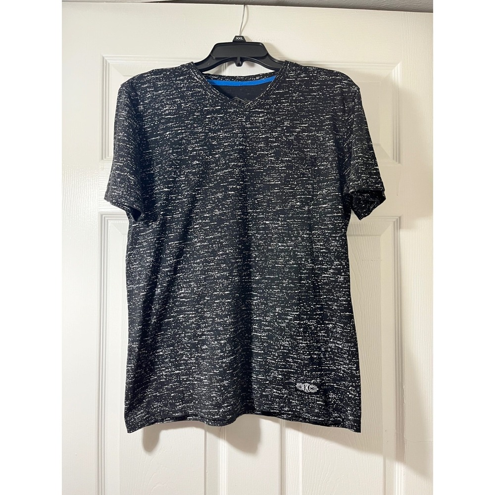Bklyn Cloth Mens V-Neck Space Dye Pocket T-Shirt Black White Size M Short Sleeve
